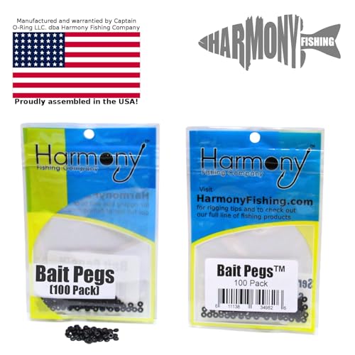 Bait Pegs (100 Pack) - Rubber pegs for Pegging Soft Plastic Fishing Lures to Hooks, jigs, chatterbaits, etc [Select Size] - size: Size-2