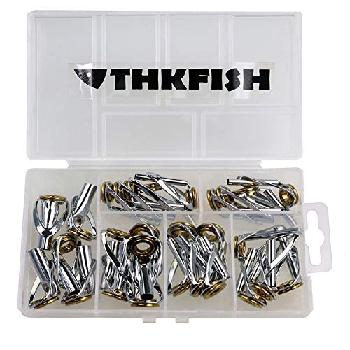 THKFISH Saltwater Rod Tip Repair Kit Heavy Duty Rod Repair Kit Stainless Steel Ceramics Fishing Rod Replacement Tips 30pcs/40pcs - color: 30PCS
