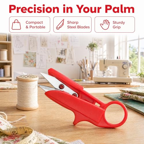 Thread Snips Precision Sewing Nippers Small Plastic Craft Clippers Suitable for Thread Snips Scissors for Sewing Embroidery Fabric Fishing Line Thick Material Cutting(Red)