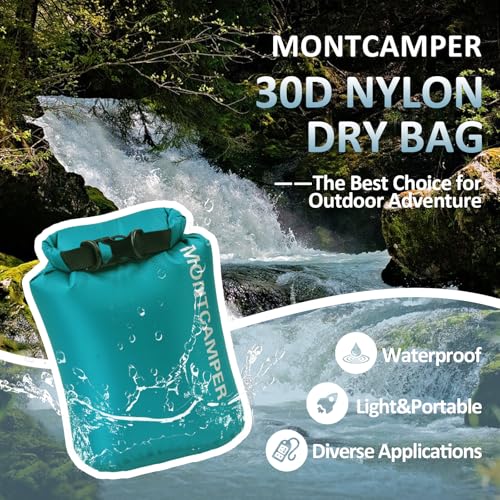 Waterproof Dry Bag 3L – 30D Nylon Roll Top Dry Sack with PU Coating, Lightweight Water-Resistant Storage for Kayaking, Camping, Hiking, Fishing & Beach (Turquoise Blue) - color: Turquoise blue, size: 3L