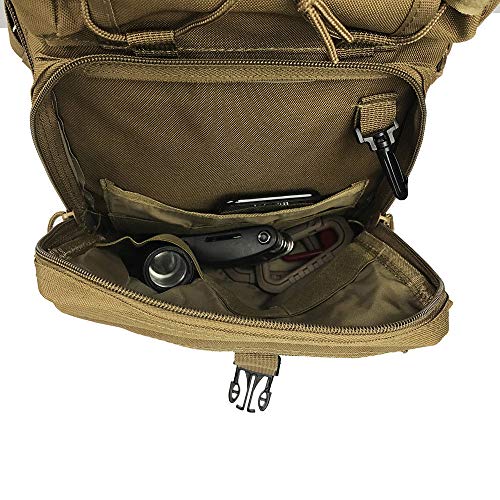 HAOMUK Tactical Sling Bag Pack Military Rover Shoulder Sling Backpack EDC Molle Assault Range Bag - color: Khaki