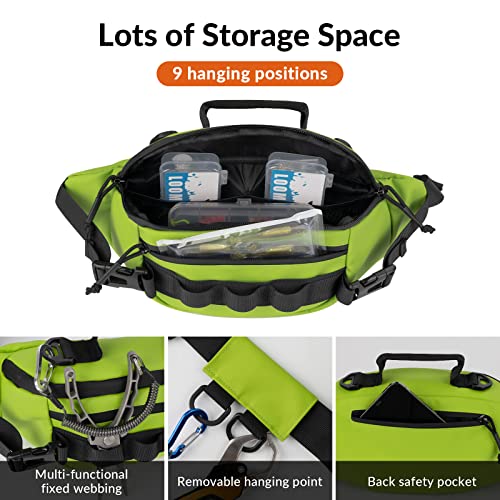 THKFISH Fishing Waist Pack, Fishing Tackle Bag Waterproof Fanny Pack for Women & Men Portable Sling Bag - color: GREEN-REGULAR