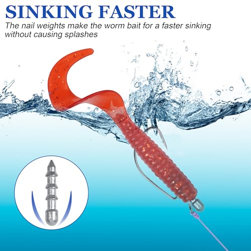 Nail Weights for Bass Fishing Sinkers Weights,40pcs Wacky Worm Weights Insert Sinkers Weights for Plastic Wacky Rig Bass Fishing - style: 1/32oz - 40pcs