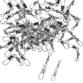 100Pcs Barrel Snap Swivels Fishing Tackle, Size 8# & 12# Stainless Steel Fishing Swivels with Safety Interlock Snaps, 10-20kg Tensile Strength Lure Connector for Freshwater & Saltwater
