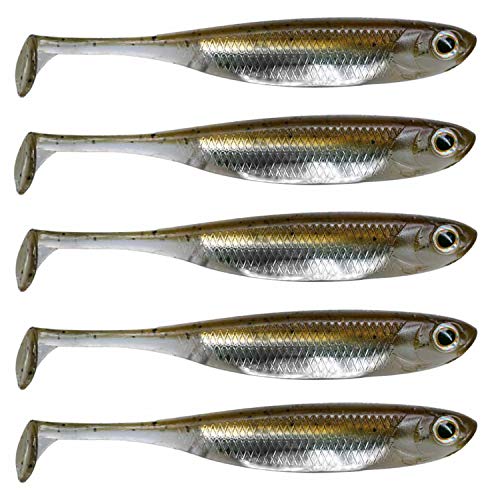 QualyQualy Soft Plastic Swimbait Paddle Tail Shad Lure Soft Bass Shad Bait Minnow Paddle Tail Swim Bait for Bass Trout Walleye Crappie - 2.75in, 3.14in, 3.94in, 5in - color: 5#, size: 3.14in - 6Pcs