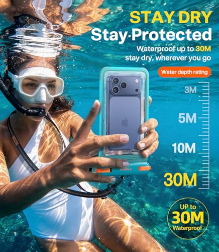 TORRAS IPX8 Waterproof Phone Pouch Floating, Underwater Screen Touchable, Water Proof Case with Lanyard for iPhone 17 Pro Max 16 S26, Cellphone Dry Bag Cruise Essentials 7.0 inch, Glacier Sprint - color: 1 Pack-Glacier Sprint