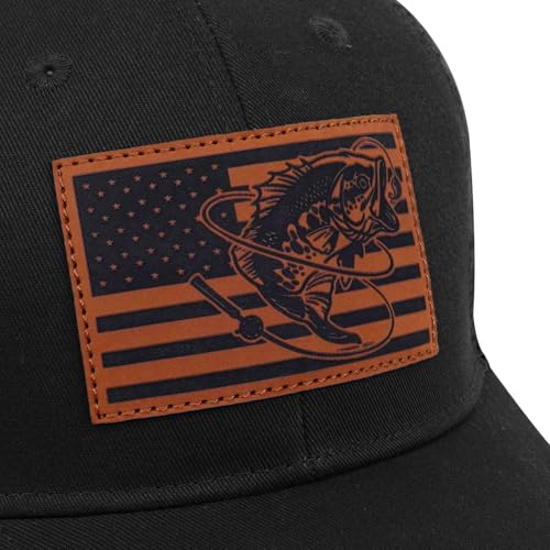 Fishing Gifts for Men - Snapback & Trucker Hats - American Flag Outdoor Fishing Hat - color: 01.black(bassflag)