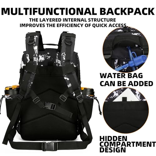 Lovelinks21 25L Tactical Backpack for Men and Women Military Backpack Small Assault Pack Molle Backpack Bug Out Bag Travel Rucksack Daypack (Black Lightning) - color: Black Lightning