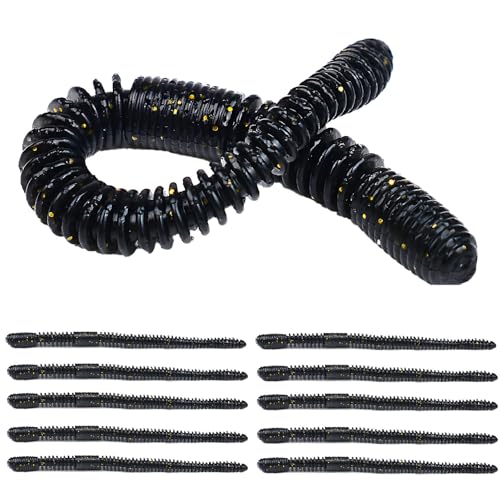 10Pcs/4.7'' Worms for Bait Bass Fishing, Soft Lures Plastic Noodle Wacky Worm Earthworm Silicone Threaded Bait for Ned rig, Fishing Lure Kit for Freshwater Saltwater - color: C