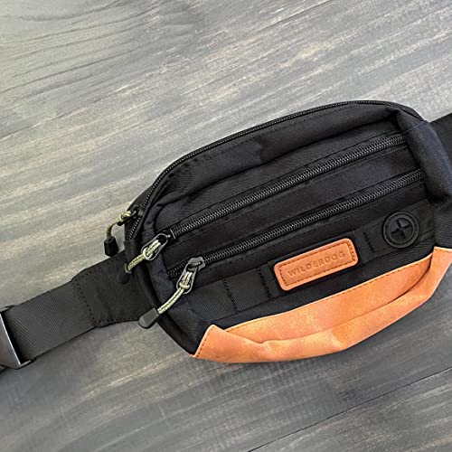 Wilderdog Utility Fanny Pack stores Treats, Balls, Keys in 3 Pockets with adjustable strap and Poop Bag dispenser (Black) - color: Black