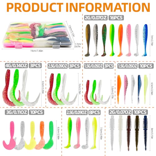 Fishing Soft Plastic Lures | Paddle Tail Swim Baits, Swim Baits for Bass Fishing, Paddle Tail, Crappie Lures - color: J-64PCS