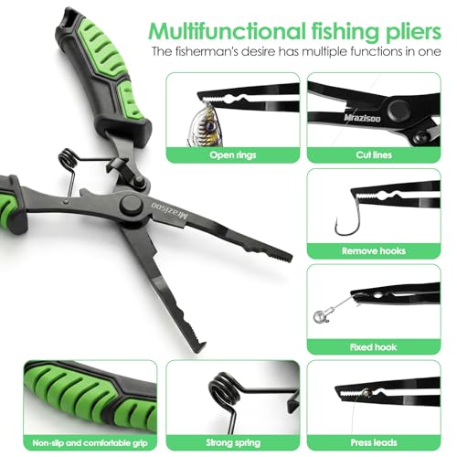 Fishing Tools Kit-Stainless Steel Fishing Pliers, Fish Lip Gripper, Multi-Functional Jaw Anti-Corrosion, Fishmen Must Have Fishing Gear - color: Green