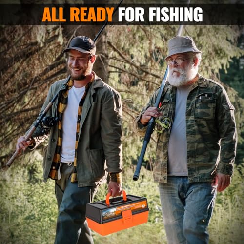 PLUSINNO Large 3 Layers Fishing Tackle Box with Tackle Included, 415Pcs Fishing Lures Kit Contains Pliers, Crankbait, Hooks, Weights & Accessories, Fishing Gear Gifts for Men Starter Kits Bass Trout - color: 415 Pcs Fishing Lures