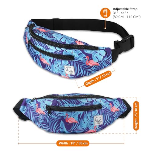 Vibe Festival Gear Rave Fanny Pack for Women Men – Festival, 4 Pockets, Adjustable Strap, Cute Waist Bag, Crossbody Belt Bag, Hiking, Running, Cycling - color: Flamingo, size: Fits Most