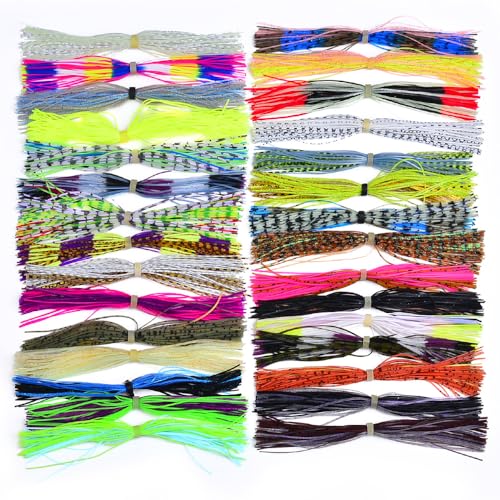 30 Bundles/Bag Mixed Color Silicone Skirts for Spinnerbait Buzzbait Rubber Wire Bait Jig Lures Squid Skirts Fly Tying Material