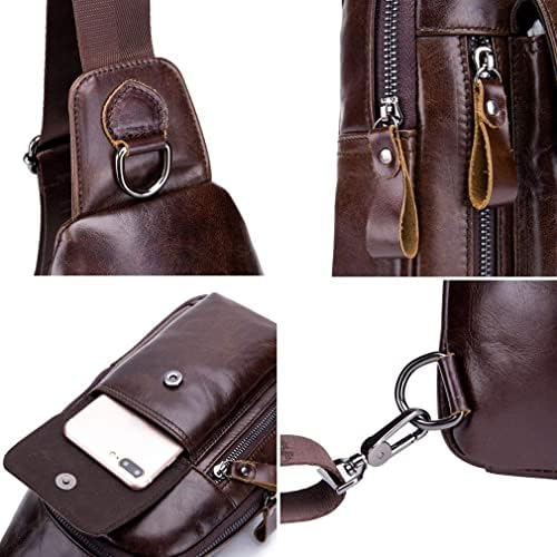 Hebetag Leather Sling Bag Hiking Daypack for Men Women Outdoor Travel Camping Fishing Crossbody Shoulder Chest Pack Backpack, Coffee - color: #09coffee