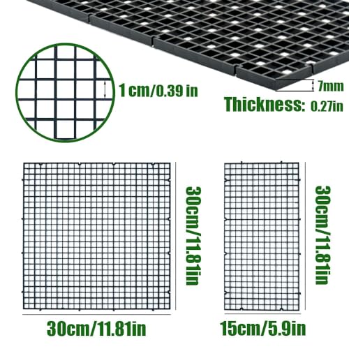 LINLAN Aquarium Fish Tank Dividers Set, 8 Pcs 15X30 cm Aquarium Grid Plastic with 6 Pcs Sucker Clips and 20 Pcs Cable Ties, Egg Crate for Fish Isolation(Black) - color: Black, size: S