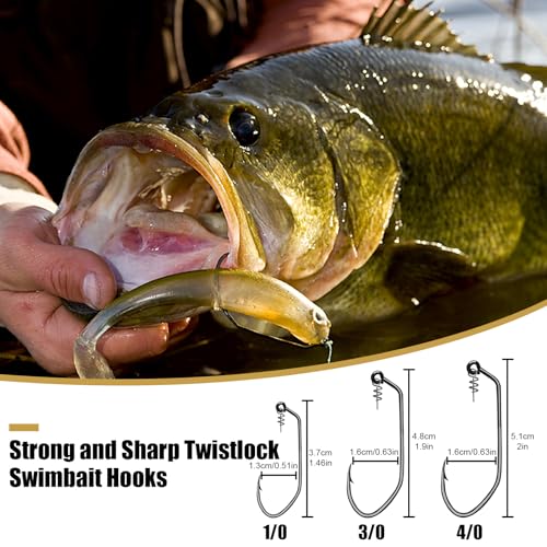 Twistlock Fishing Hooks, Swimbait Hooks Belly Offset Hooks Weighted Hook 1/0 3/0 4/0 for Soft Plastics Lures Fishing Saltwater Freshwater - color: 4/0 - 30PCS