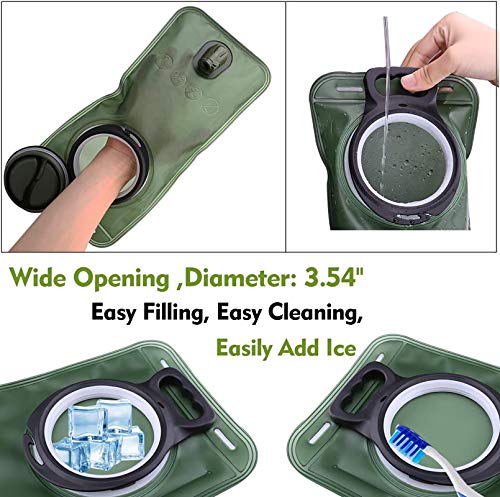 Hydration Bladder, 1.5-2-3L Water Bladder for Hiking Backpack, BPA-Free Leak Proof Water Reservoir Storage Bag, Water Pouch Hydration Pack for Camping Cycling Running - color: 3L Water Bladder - Military Green