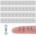 InnoHHustle 100 PCS Micro Swivels for Fly Fishing, Stainless Steel Swivels Fishing Tackle Small Rolling Barrel Swivel High Strength Hook Line Connector Fly Fish Tackle Swivel with Black Coating