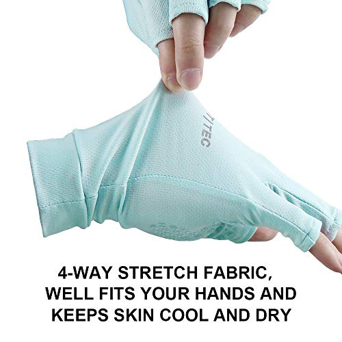 Unisex UV Protective Fingerless Gloves UPF 50+ Summer Sun Glove for Outdoor Fishing Cycling Hiking Driving Kayaking - color: Blue, size: Small