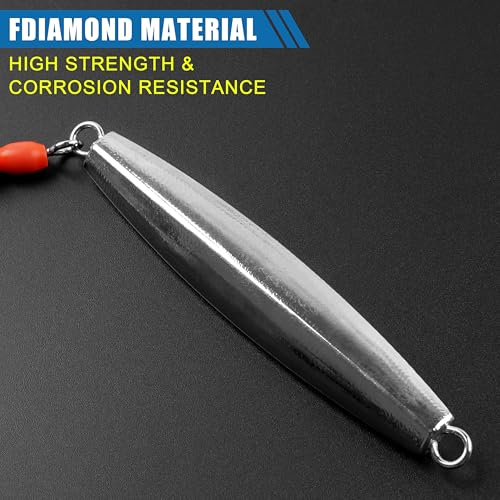 Diamond Jig Saltwater Fishing Lures Casting Jigging Spoon with Tube Tail Stainless Steel Hooks Trolling Lures Striped Bass Metal Jig for Deep Sea Surf Fishing Bottom Dragging Sinking - color: Red, size: 5 oz