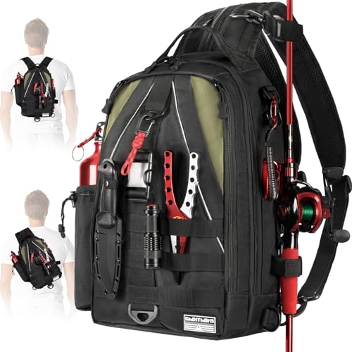 Ghosthorn Fishing Backpack Waterproof Tackle Bag Sling Bag Gift - color: Black, size: Standard