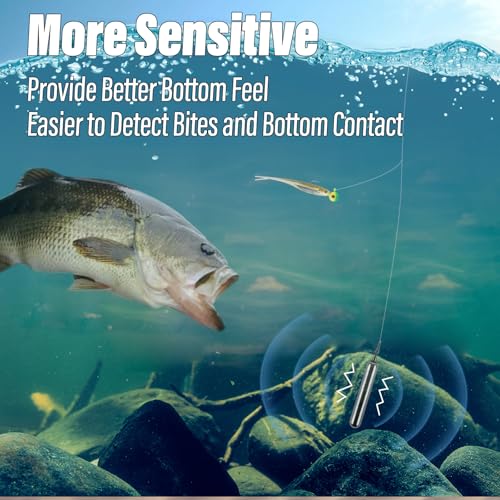 Dr.Fish Tungsten Drop Shot Weights Pencil Skinny Sinkers with Barrel Swivels for Freshwater Bass Fishing Drop Shot Rig