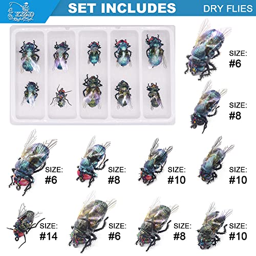 YZD Realistic Fly Fishing Dry Wet Nymph Trout Flies Topwater Lures for Freshwater Saltwater High Simulation Hand Tie Lure Kits - color: 21-A-01