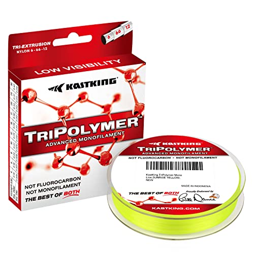 KastKing TriPolymer Advanced Monofilament Fishing Line, Low Light Refraction, Super Smooth, Highly Abrasion Resistant, Triple Cross Head Extrusion Process Fishing Line - color: SUNRISE YELLOW, size: 30LB-300Yds