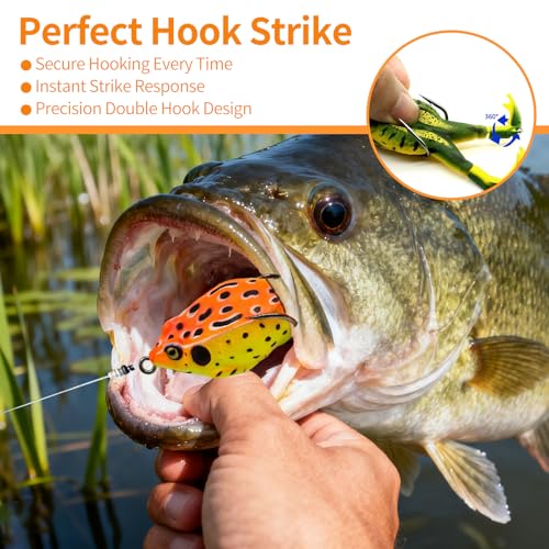 Keenjorika Soft Frog Fishing Lures 3 Pack, Topwater Floating Weedless Frog Baits with Rotating Kicking Legs, Lifelike Soft Swimbaits for Bass, Trout, Snakehead Fishing, Freshwater & Saltwater - color: 2/4/5/7/10
