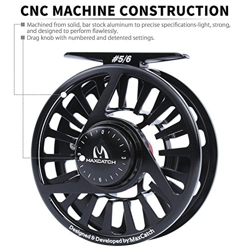Maxcatch AVID Fly Fishing Reel with CNC-machined Aluminum Body - 1/3, 3/4, 5/6, 7/8, 9/10 Weights(Black, Green, Blue) - color: Fly Reel Matte Black, size: 5/6wt
