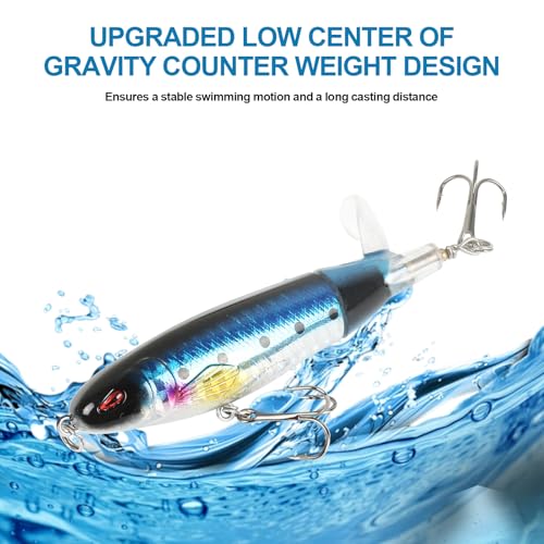 Popper Top Water Fishing Lure: Whopper Fishing Lures with Floating Rotating Tail Barb Treble Hooks Saltwater Freshwater for Bass - color: 5pcs 2