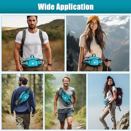 Fanny Pack Waist Bag with Water Bottle Holder for Men Women Running Hiking Travel Dog Walking Workout Cycling Outdoor (Turquoise Blue) - color: Turquoise Blue