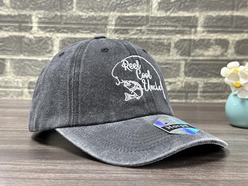 Fishing Baseball Cap for Men Women, Adjustable Embroidered Hat | Fishing Gear, Outdoor Adventure Design, Precision Embroidery Craft, One Size Adjustable Fit - color: Uncle (Washed Black)