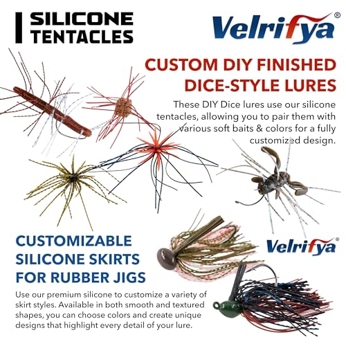 Silicone Skirt Tabs & Tentacle Strands Set for Dice Lure Builds, Japanese-Style Rubber Legs DIY Kit for Soft Baits, with Threader Tool, Fishing Lure Material for Jig Skirts - color: 08 - Midnight Blue Flake, size: Smooth Type
