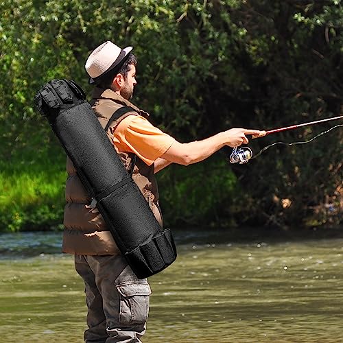 Fishing Rod Bag Fishing Rod Case, Durable Folding 900D Oxford Fabric Portable Large Capacity Waterproof, Fishing Gifts for Men Boys - color: Black