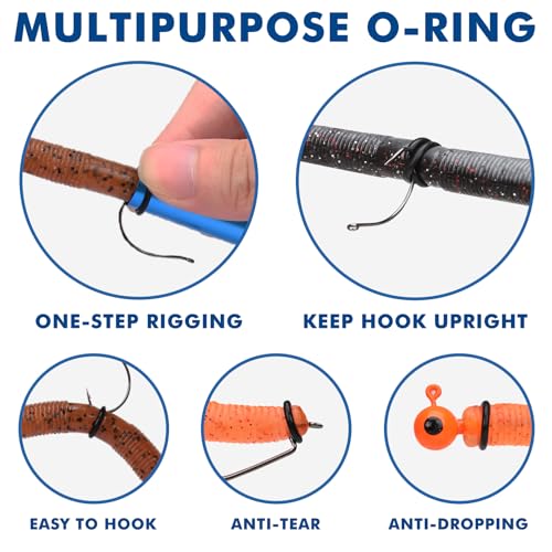 TRUSCEND Gradient Fishing Wacky Rig Tool with Silicone O Rings 210Pcs for 3"-4" and 5"-7" Fishing Worm Lures, Ultra-Smooth Downriggers Tube for Easy Installation and Great Protection of Stick Bait N1 - color: Gradient Blue