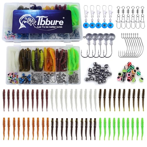 175 Pcs Fishing Soft Lures TPE Threaded Bait Equipment Tackle Gear Box for Bass, Fish Kit with Soft Lures,Hooks, Accessories Tools,Spinner, Beans,Plastic Bait, Swimbait,Crankbaits