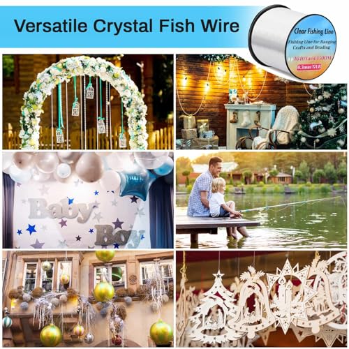 Strong Fishing Line Clear, Acejoz Fishing Wire 0.3mm, 0.45mm, 0.8mm Invisible Hanging Wire Nylon String Heavy Duty Monofilament Line for Hanging Decoration Balloon Garland Crafts - color: 0.3mm