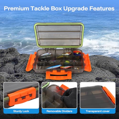 Fishing Tackle Box with Fishing Lures,105Pcs Trout Fishing Lures Kit-Pliers,Spinnerbaits,Hooks,Fishing Swivel,Saltwater &Freshwater Fishing Gear and Equipment,Fishing Gifts for Men