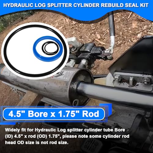 Hydraulic Log Splitter Cylinder Rebuild Seal Kit Suitable for 4.5" Bore x 1.75" Rod Cylinder - size: 4.5" Bore x 1.75" Rod