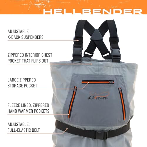 FROGG TOGGS Hellbender Breathable Waterproof Stockingfoot Fishing Chest Wader for Fishing - color: Slate/Gray, size: Small