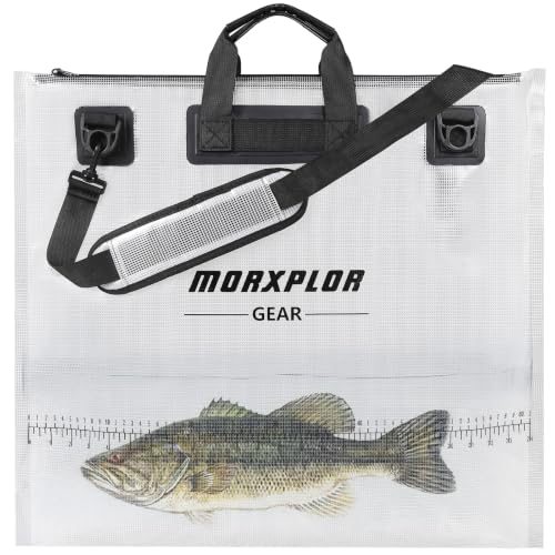 MORXPLOR Fish Bag Heavy Duty Tournament Fishing Weigh in Bag 26x23 19x34 inches - color: Transparent