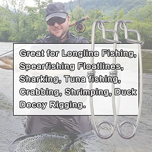 Longline Fishing Snap Clips 6PCS Stainless Steel Strong Long Line Clips Branch Hanger Floatline Tuna Clips Fishing Tackle Connector 4in 5in 6in - size: 4inch-6pcs