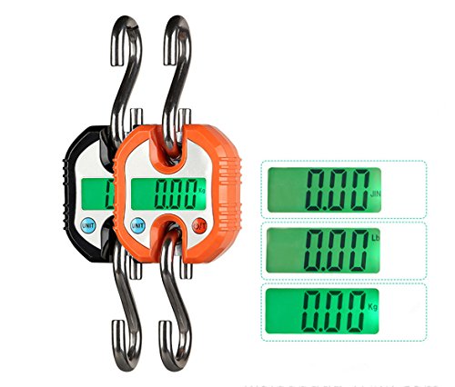 Klau Portable Digital Crane Scale, Orange, 150 kg / 300 lb | Heavy Duty, Hanging Scale, LCD Display with Backlight, For Home Farm Hunting Outdoor - color: Orange