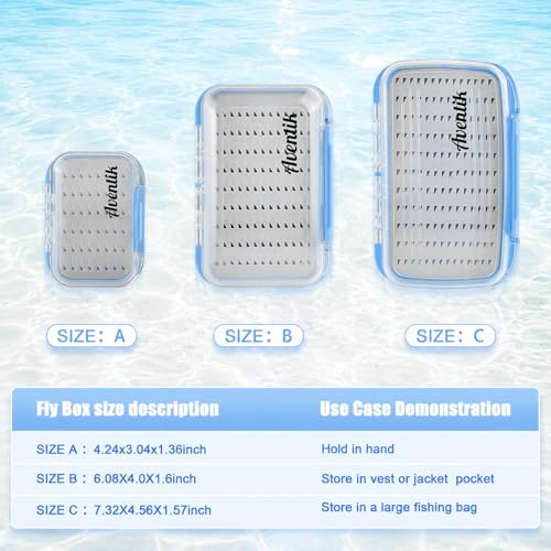 Aventik Waterproof Clear Fly Box Double Sides Floating Lightweight Fly Fishing Case Large Capacity Grip Foam Nymph Wet Dry Flies Lure Box(H18 Blue, SIZE A:4.24X3.04X1.36inch) - color: Blue, size: SIZE A:4.24X3.04X1.36inch