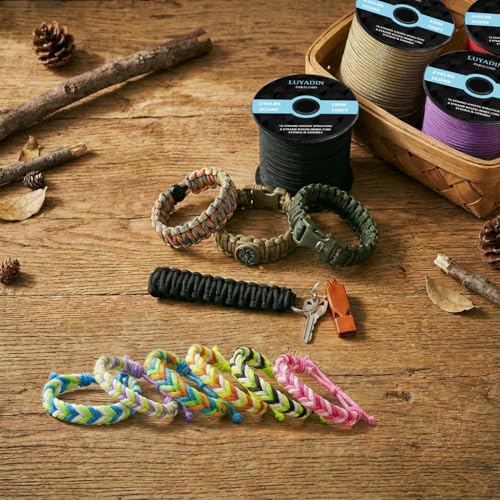 Paracord 240lb - Diameter 2mm Micro Utility Cord -3 Strand Parachute Spool Cord - 100ft 200ft,Paracord for Camping,Hiking,Fishing,Outdoor and DIY - color: Black Camo, size: 100 ft