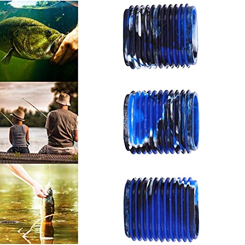 HERCHR Fishing Reel Grip, 5 pcs Non-Slip Rubber Universal Casting Spinning Fishing Rod Sleeve Baitcaster Knob Covers Fishing Reel Handle Grip - color: Blue