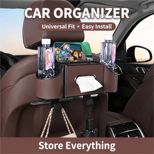 4-in-1 car organizer back seat, Multi-Pocket backseat car cup holder, Universal back seat cup holders for cars, car organization, for Travel & Daily Use (KARTAN) - color: KARTAN